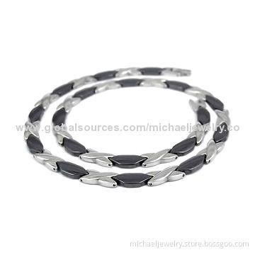 Stainless steel necklaces, interval of IP black plating